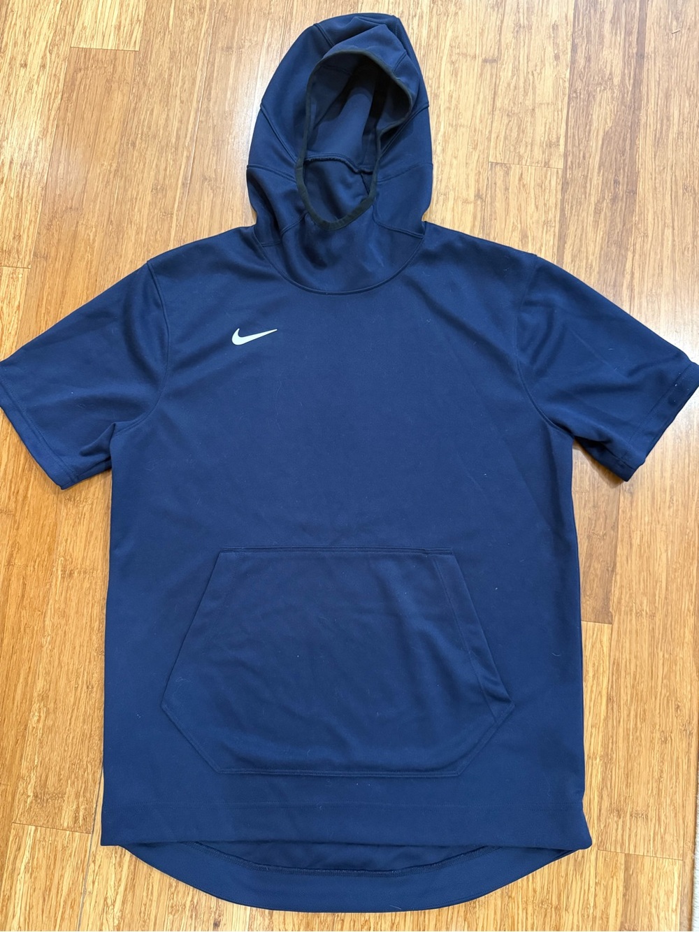 NWOT Nike Navy Dri-FIT Short Sleeve Hoodie with Black Trim